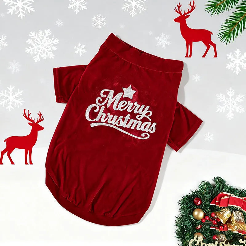 Christmas pet clothes red green polyester coat for dogs and cats sizes S to 6XL