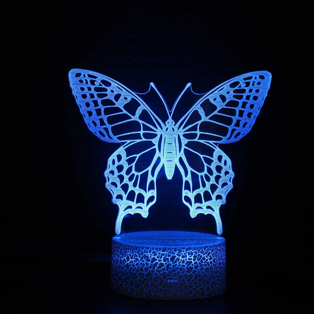 Acrylic 3D small night colourful touch USB table lamp with crack base design