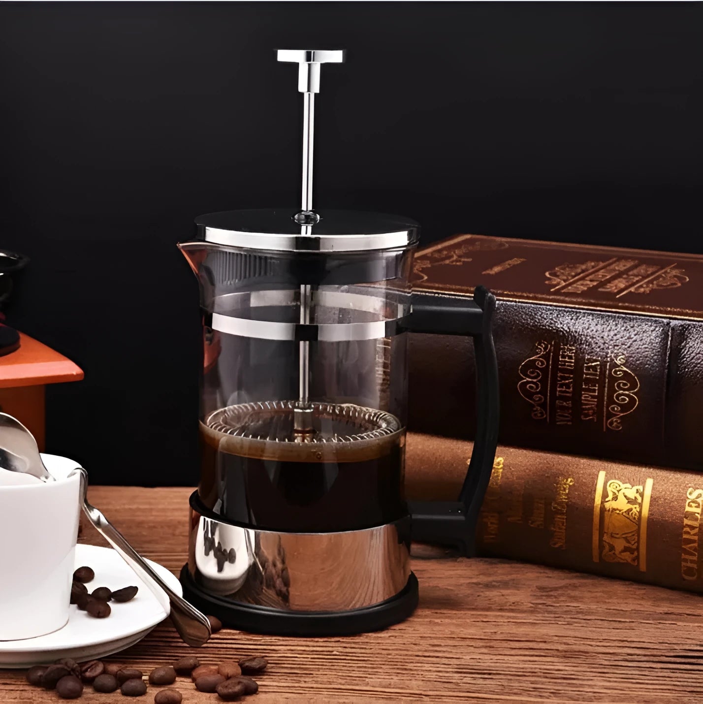 Compact stainless steel and glass pour-over coffee maker with 350ml carafe