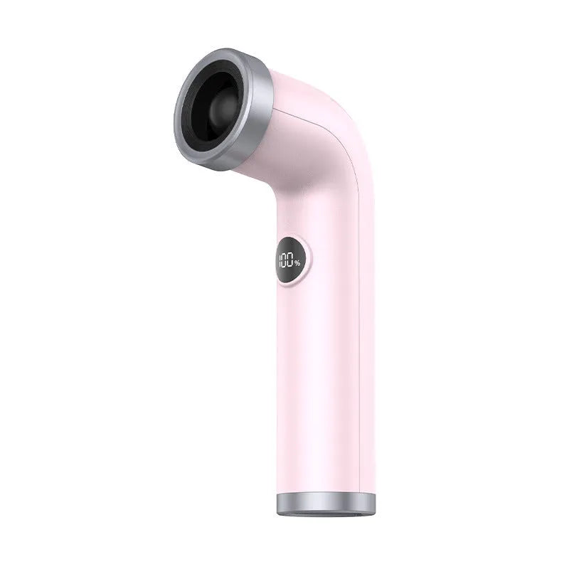 Handheld bladeless turbine fan in apricot, pink, or yellow colour