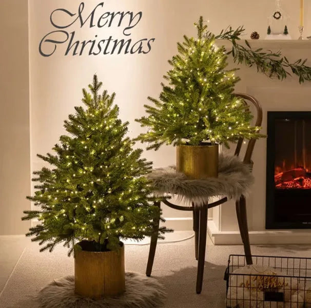 45cm Christmas tree with lights, plug-in version, 3m black wire, 100 lights, flame retardant decoration