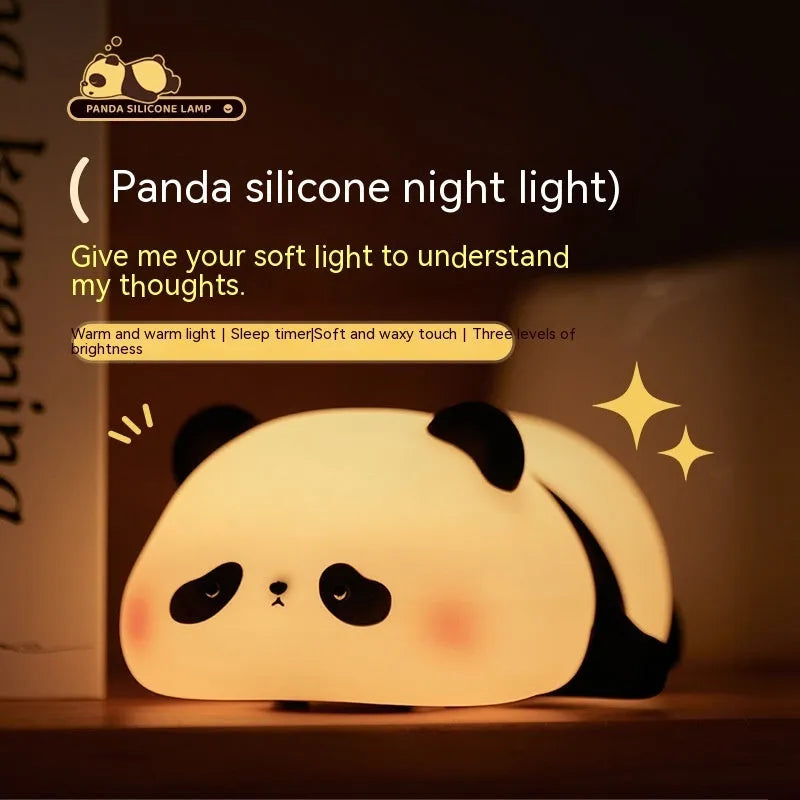 Panda-shaped silicone night light with clap control and USB charging port