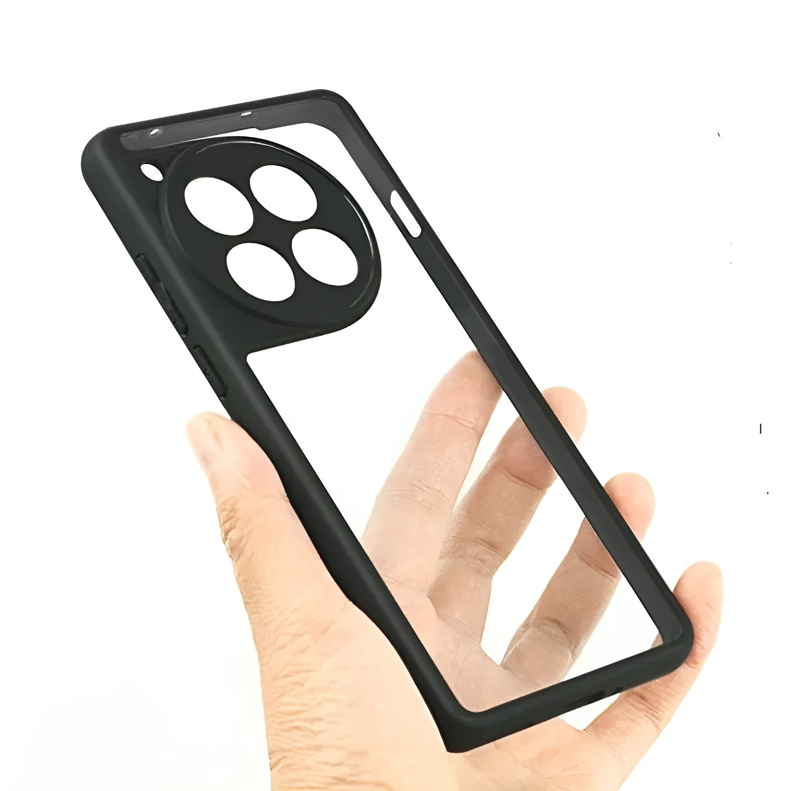 Black border transparent PC TPU frosted phone case for OnePlus with corner airbags and 1.5mm backboard