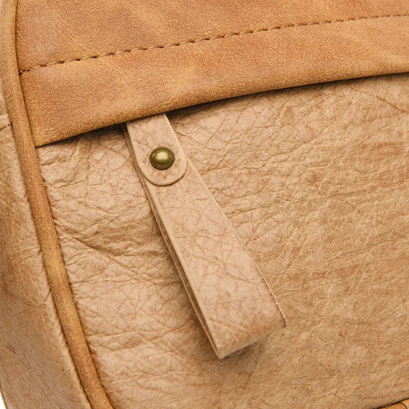 Men's paper crossbody bag in European retro style with waterproof lining in black, brown or silver