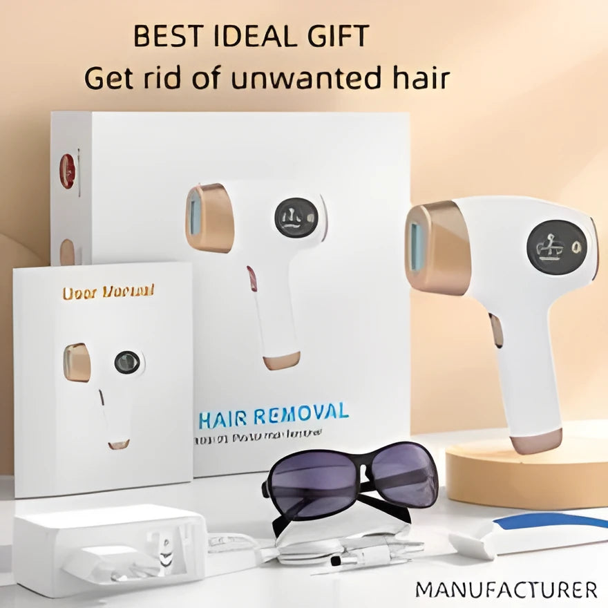 Home-use electric hair removal device with high-intensity pulsed light for full-body hair removal and photonic skin rejuvenation, EU or US plug option