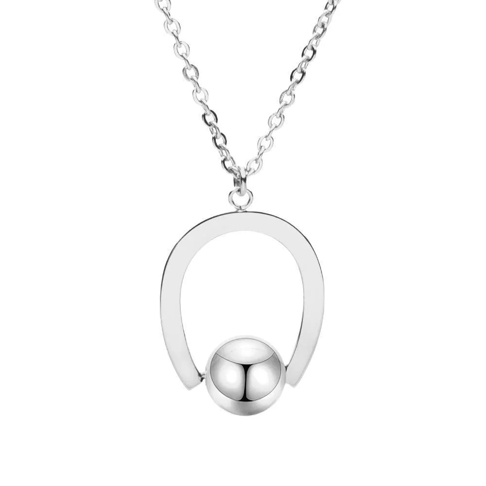Adjustable stainless steel necklace with cross chain design and geometric pendant in gold colour.