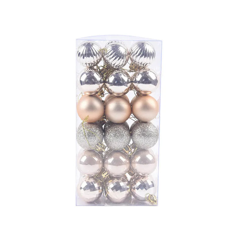 36-piece Christmas bauble set with 4cm balls in 17 colours including gold, silver, red, blue, green, pink and purple