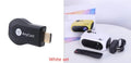 M24 portable mini LED projector in gold or white, showing compact size and included accessories.