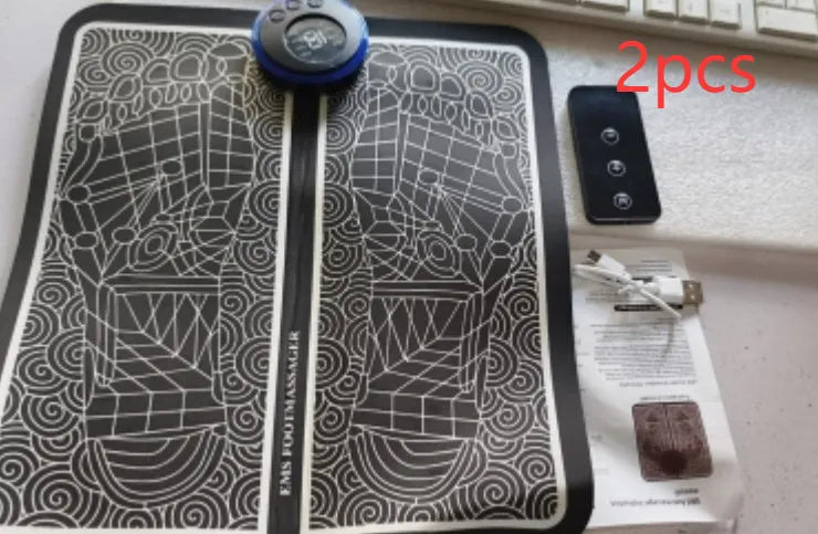 Rechargeable portable foot massage pad with infrared and EMS micro current, USB charging, push-button control