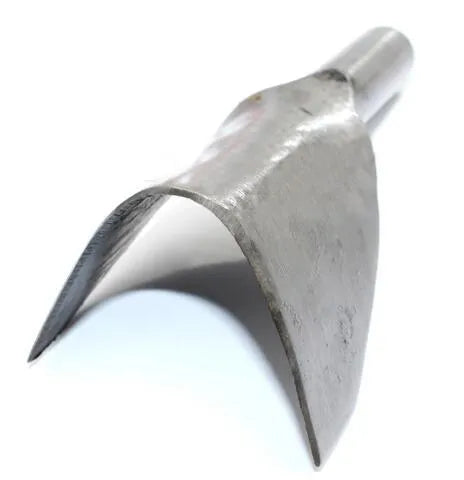 Six steel leather craft punch tools with half-round and V-shaped heads in sizes from 15mm to 40mm