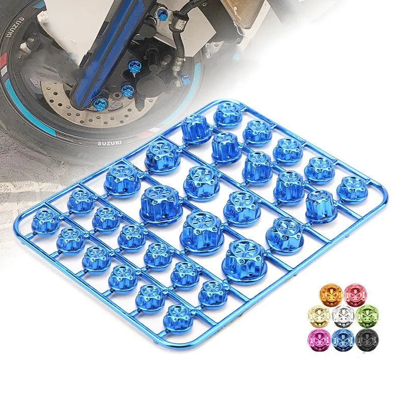 30-piece set of coloured ABS plastic motorcycle screw covers for engine modification