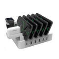 Desktop multi-USB charge box fast charger in black ABS casing with USB and Apple Watch outputs