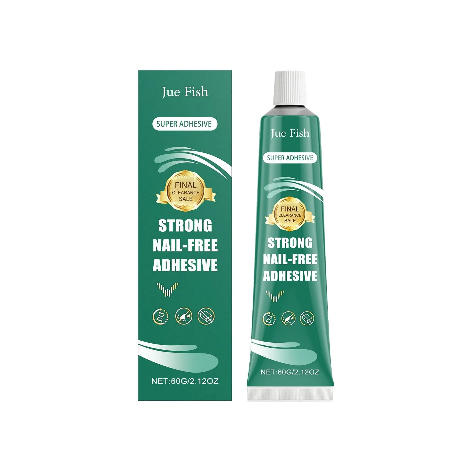 100g tube of Strong Nail-Free Adhesive with white label and blue cap on white background