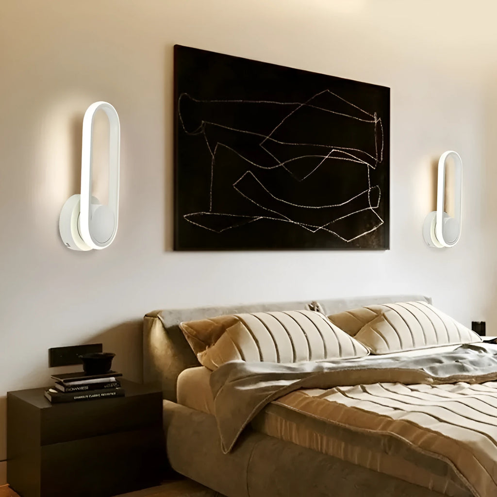 Rotatable acrylic LED wall lamp with metal iron body, 12 x 30 cm, E27 cap, black or white