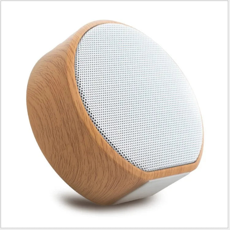 A60 wood grain wireless Bluetooth speaker in black with wood finish, 83x80x34 mm, 3W speaker