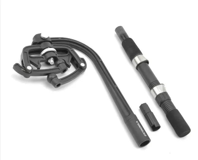 Black fishing line winder tool with adjustable tension mechanism for solo spooling