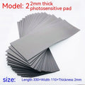 Black and grey plastic photosensitive seal mat for pottery, showing 7mm, 4mm and 2mm thickness options.