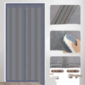 Full seam long magnetic strip cotton door curtain in New Chinese style, shown in grey colour.