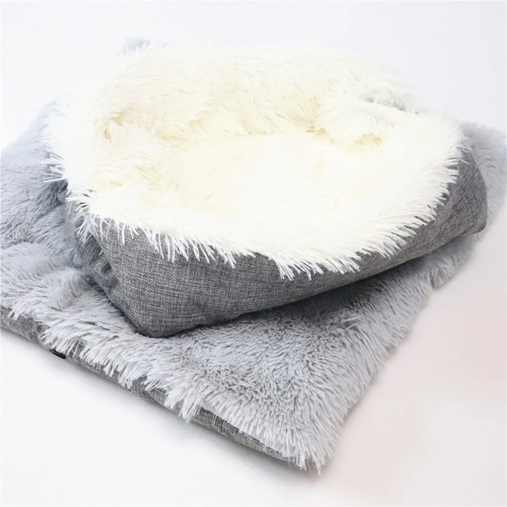 Velvet cat bed 61x51cm seat cushion in white or grey, also usable as pet mat or blanket