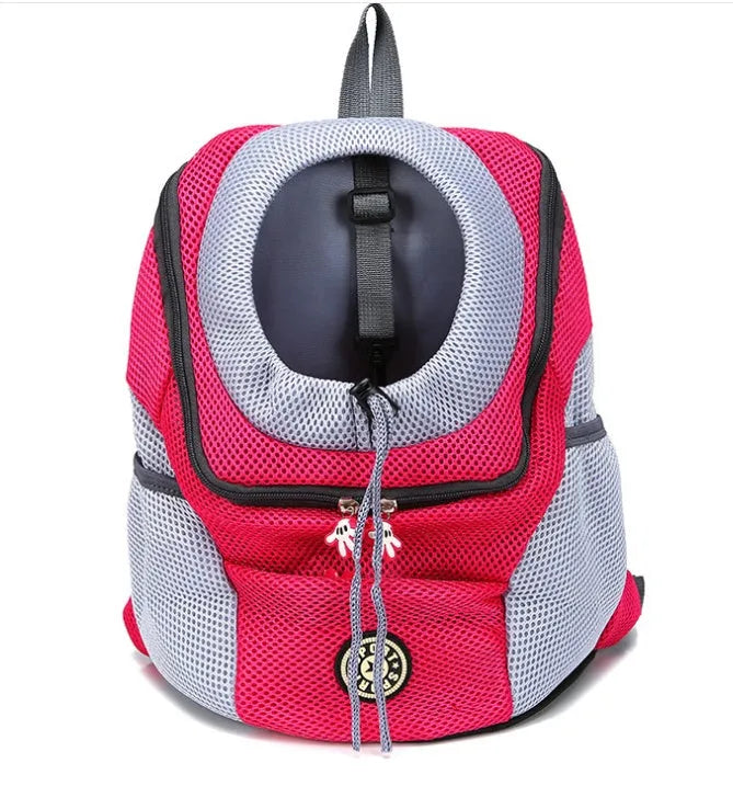 Pet bag shoulder bag in green, black, orange, blue, and rose red, with breathable mesh panels for cats and dogs.