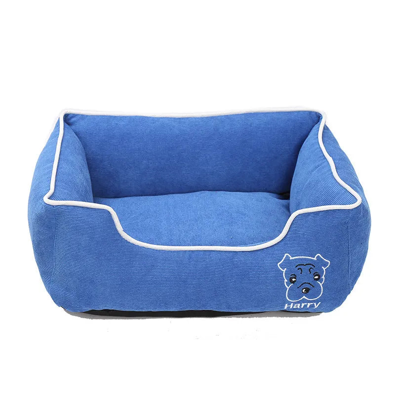 Bite resistant corduroy dog kennel in Blue colour, size XL, with dimensions 70 x 53 x 20 cm