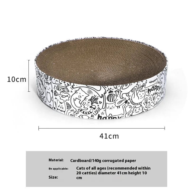 Round white corrugated paper cat scratching board nest, 42x42x10cm, simple style