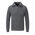 Men's slim fit solid colour pullover sweater in a polyester blend fabric for autumn and winter.