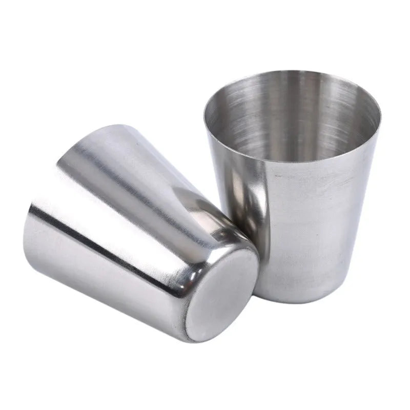 30ml stainless steel shot glass set with six cups in PU leather holder silver finish