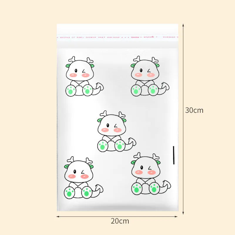 PE car trash adhesive clean bag with green foot dragon design stuck on car door panel