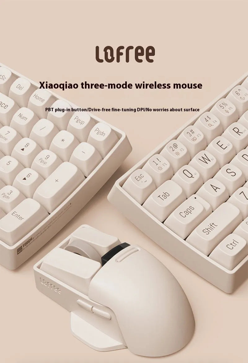 Tofu colour wireless computer mouse with ergonomic shape and multiple connection options