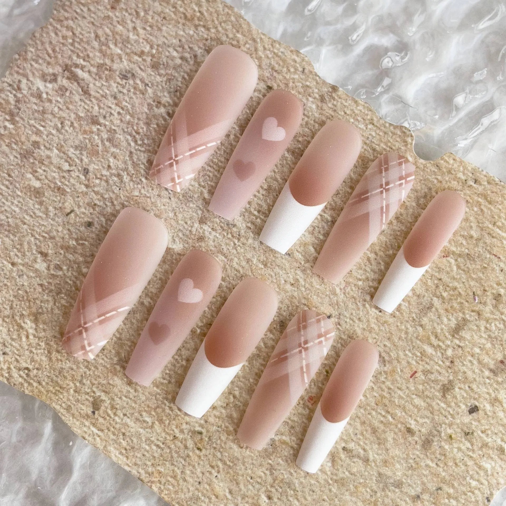 Ancient Chinese style glossy seal nail stickers with French ballet design, 40 pieces ultra-thin seamless nail art decals