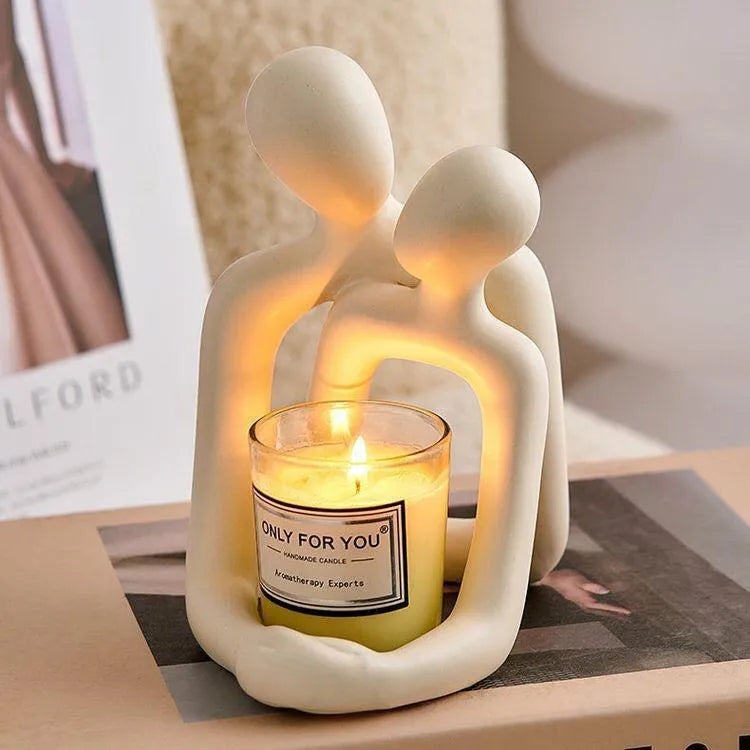 Modern simple style resin statue of a couple in milky white or gold colour.