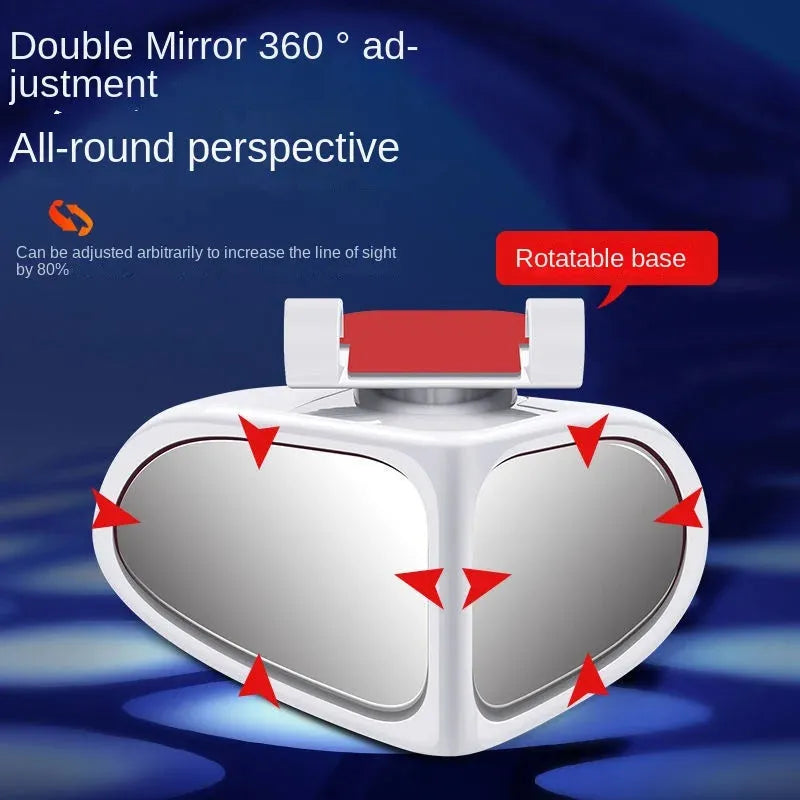Adjustable round car blind spot mirror with ABS plastic shell shown in silver colour