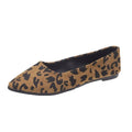 Women's leopard print flat pumps with pointed toe and low 1-3cm heel