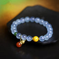 Iced aquamarine crystal bracelet with 8mm geometric beads and ethnic retro styling
