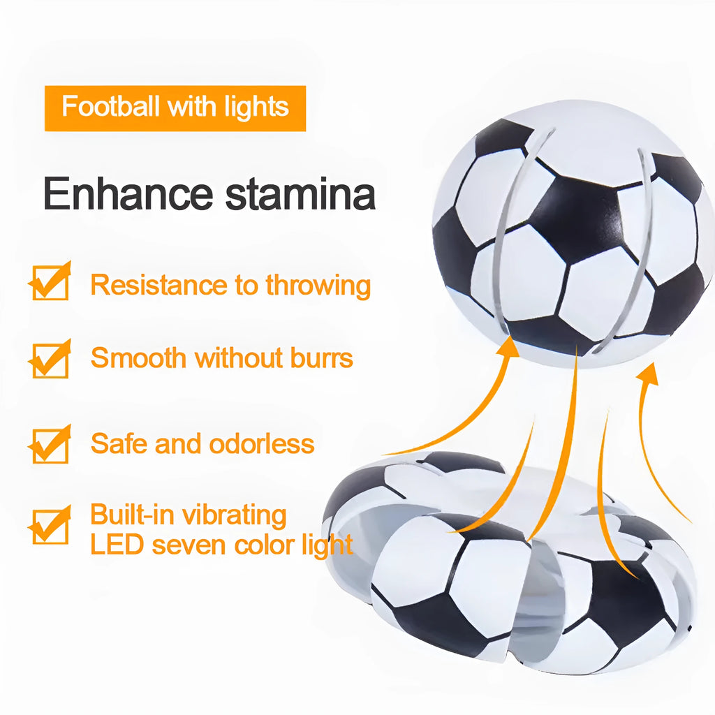 Interactive glowing bouncy ball flying disc dog toy in plastic construction
