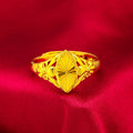 Geometric open flower ring with gold electroplated finish and textured brass surface