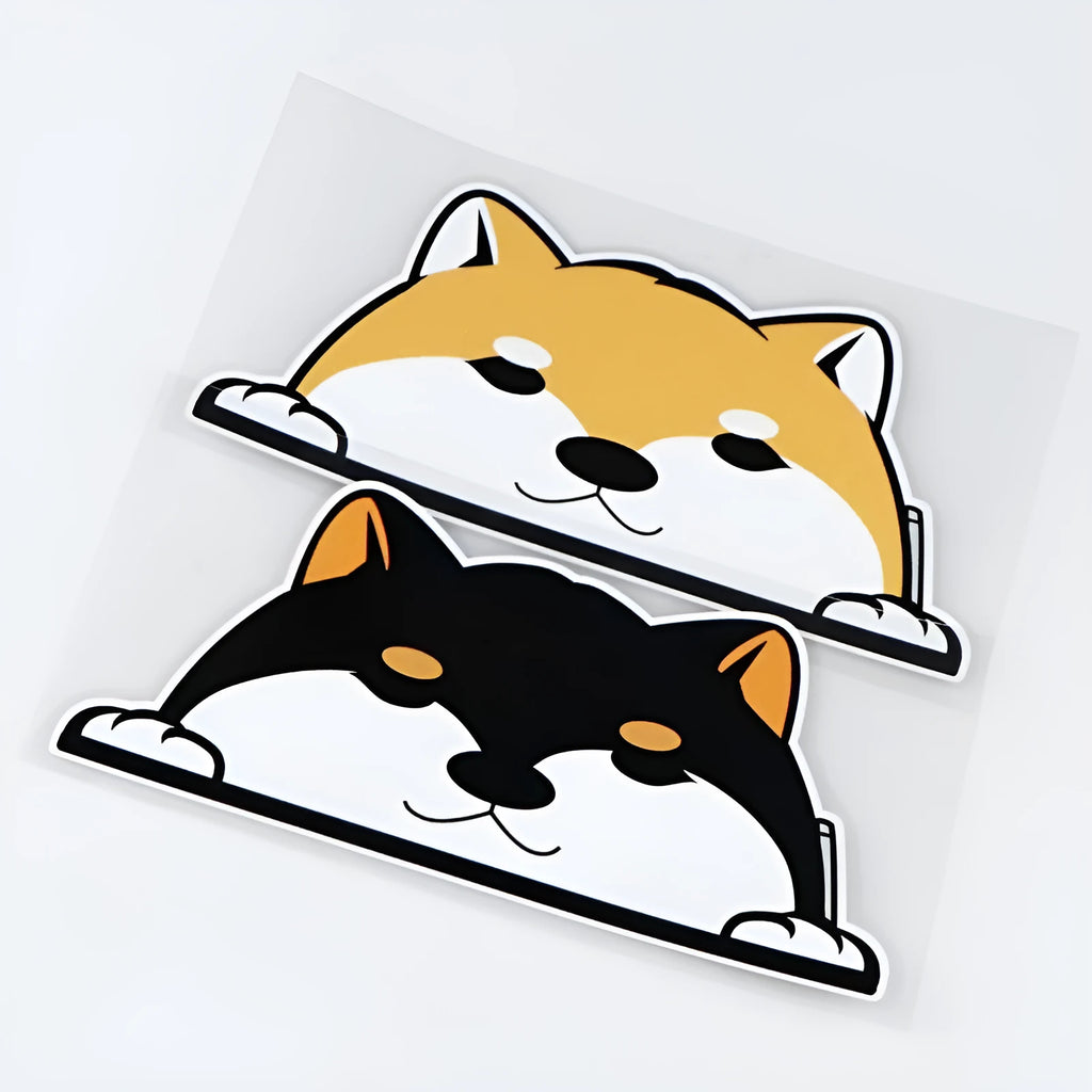 Cartoon Chai dog peeping window decoration car sticker in PVC glue, 10g, 12x22x10cm, four colour options
