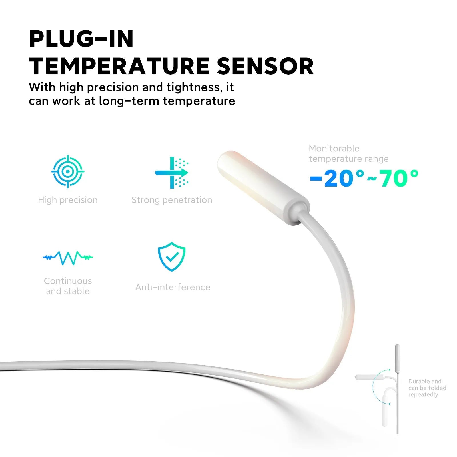 White smart socket with thermostatic remote and voice control, two EU plug outlets