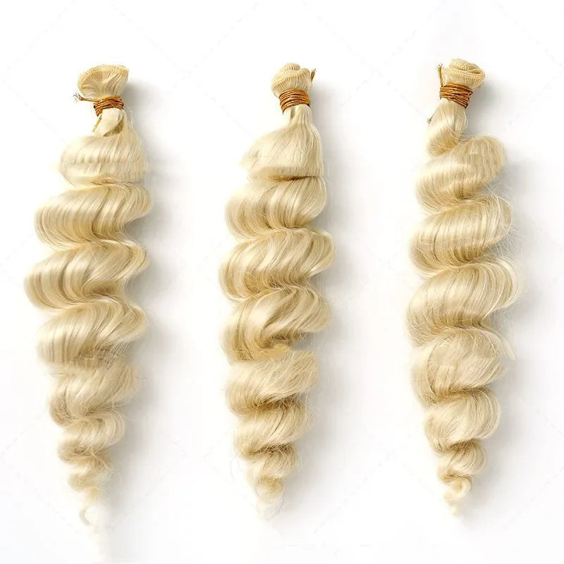 Golden synthetic hair weft wig in 18in, 20in and 22in length options