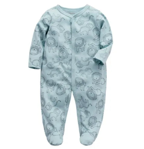 Cotton one-piece baby romper with dinosaur print for infants 3-12 months