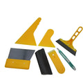 Seven-piece car window tinting tool set with scrapers, knives, and specialised film application tools.