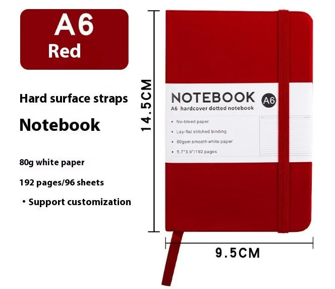 A5 diary notebook with soft skin-feel PU leather cover, strap closure, and horizontal line inner pages