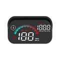 Black universal head-up display (HUD) car projector unit for windscreen speed and compass projection.