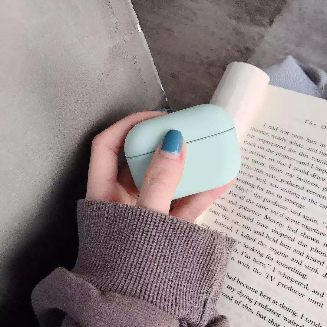 Plastic protective case for AirPods Pro shown in multiple colour options