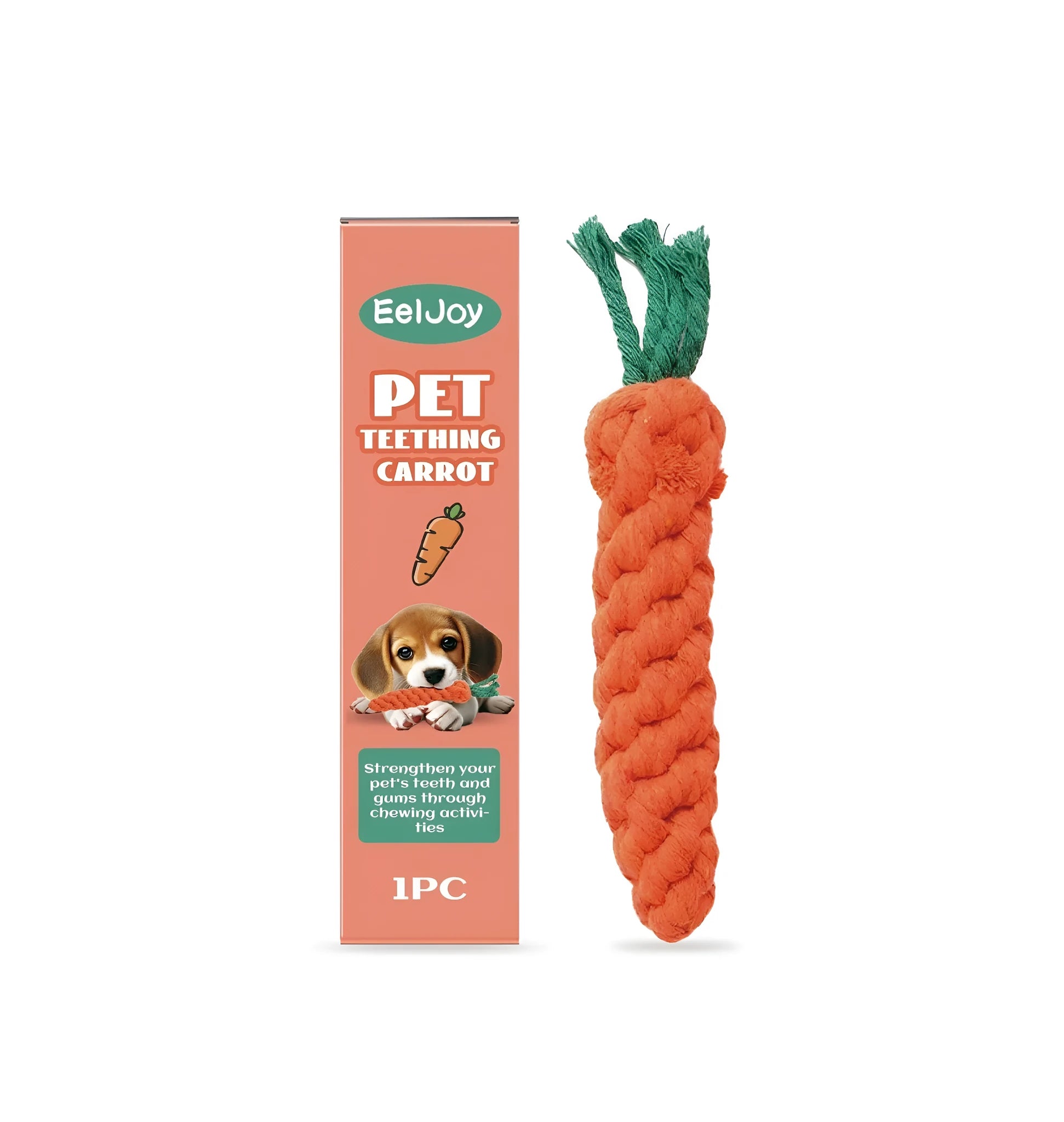 Pet Teething Carrot cotton rope dog chew toy in carrot shape for puppies and small to large dogs