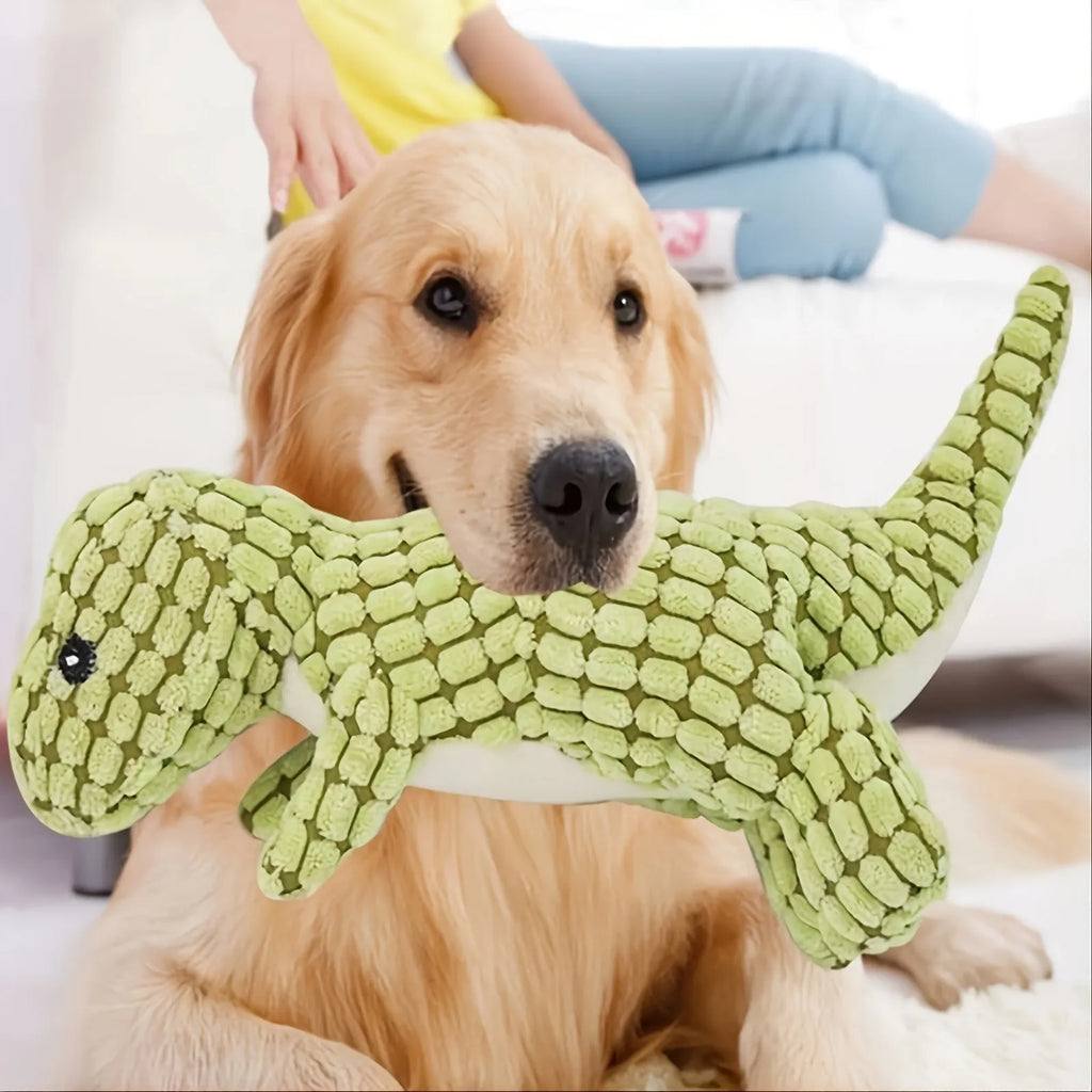 Sound-making bite-resistant dog toy in grey, green and orange colour options