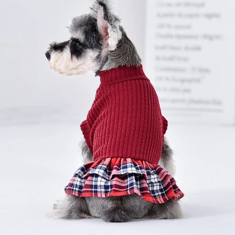Princess-style dog dress for small and medium breeds in British style red colour