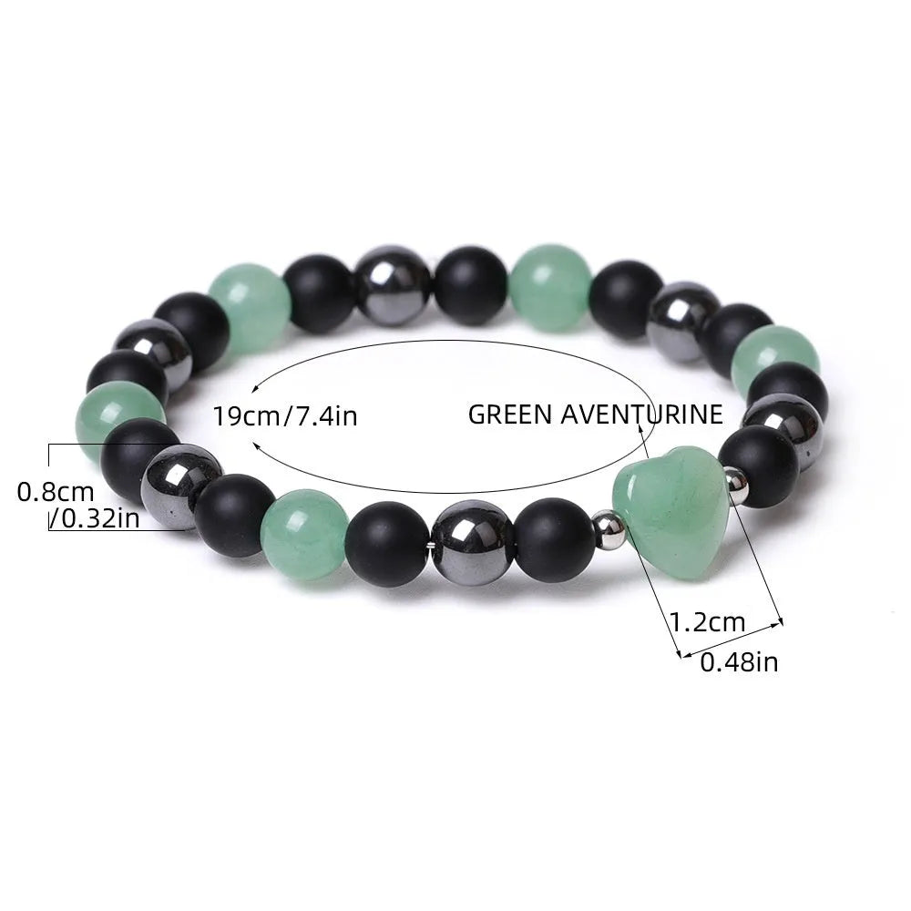 Lvdongling tigereye peach heart bracelet with hand-cut geometric charm and astrology symbols