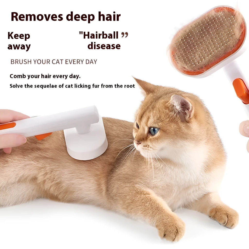 Pet automatic hair fading brush with stainless steel comb in white colour